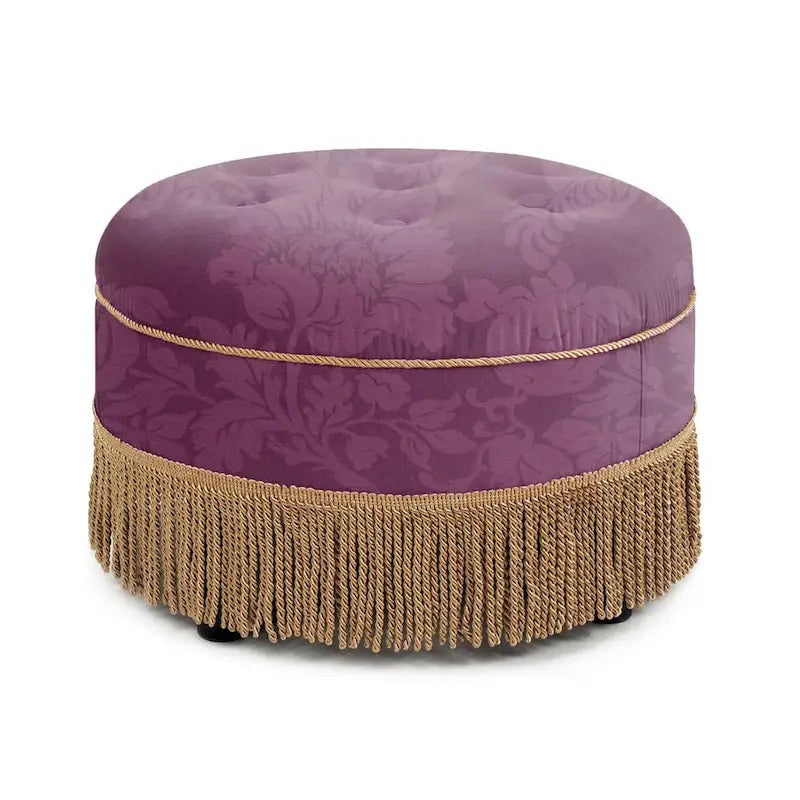 Pouf accentato rotondo imbottito da 24" con frange a nappa, schiuma ad alta densità, capacità di 200 libbre