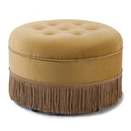 Pouf accentato rotondo imbottito da 24" con frange a nappa, schiuma ad alta densità, capacità di 200 libbre