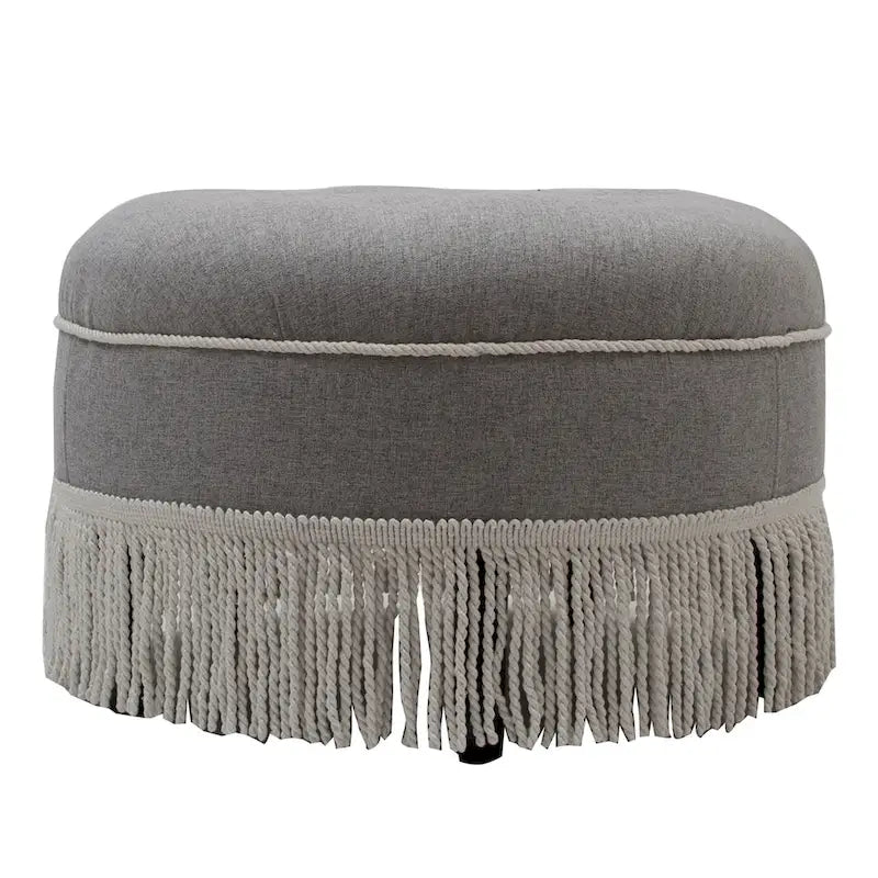 Pouf accentato rotondo imbottito da 24" con frange a nappa, schiuma ad alta densità, capacità di 200 libbre