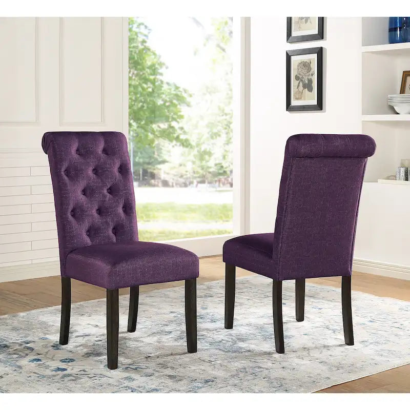 Sedia da pranzo trapuntata in legno massiccio Leviton di Roundhill Furniture (set da 2)