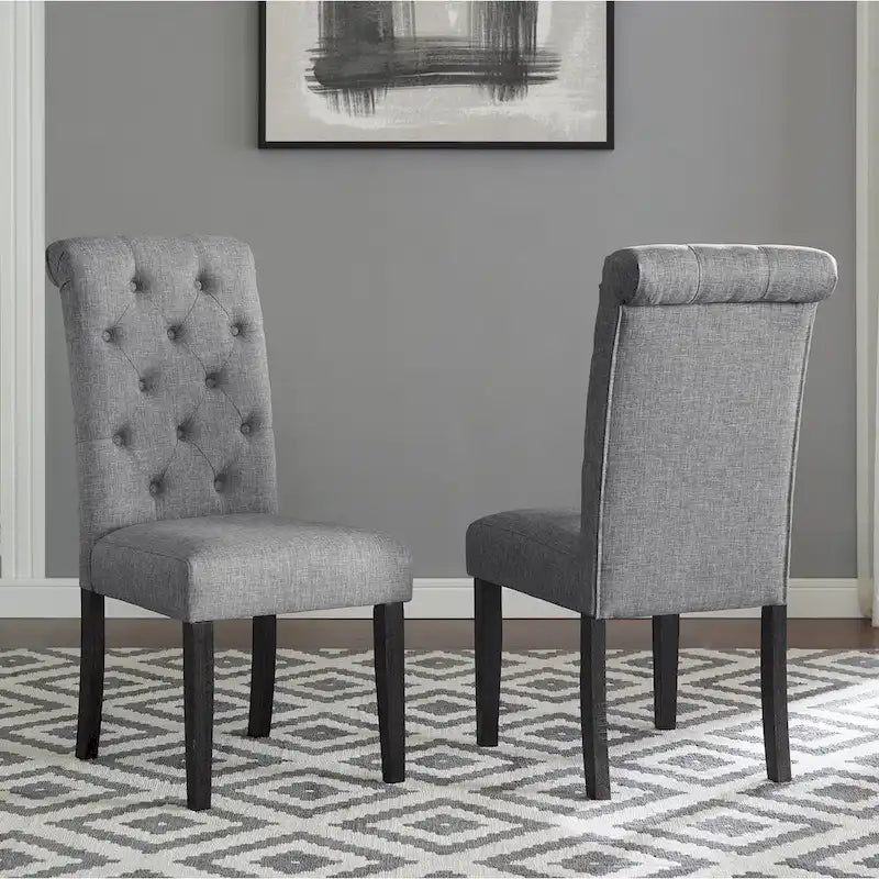 Sedia da pranzo trapuntata in legno massiccio Leviton di Roundhill Furniture (set da 2)