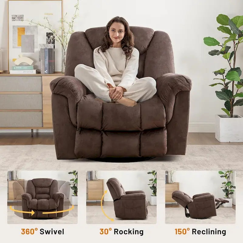 Poltrona reclinabile basculante manuale oversize con girevole a 360° per soggiorno