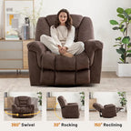 Poltrona reclinabile basculante manuale oversize con girevole a 360° per soggiorno