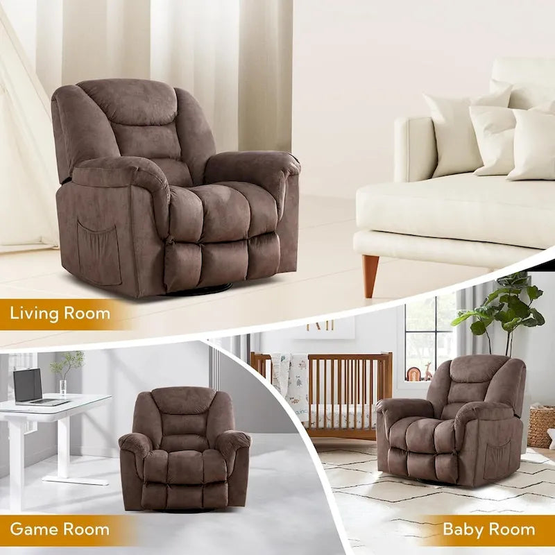 Poltrona reclinabile basculante manuale oversize con girevole a 360° per soggiorno