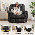 Poltrona reclinabile basculante manuale oversize con girevole a 360° per soggiorno