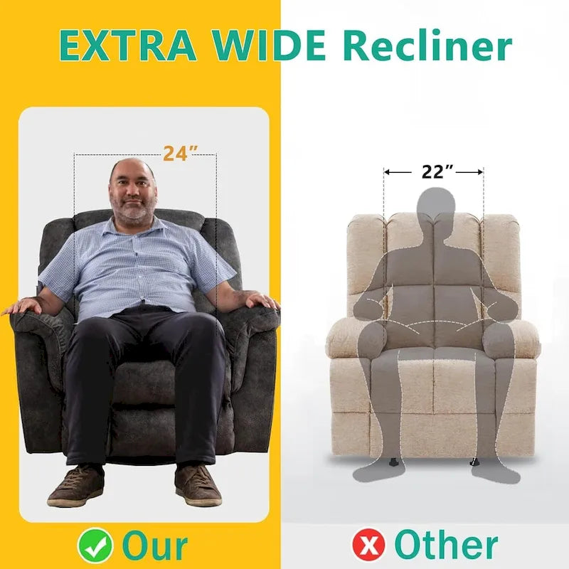 Poltrona reclinabile basculante manuale oversize con girevole a 360° per soggiorno