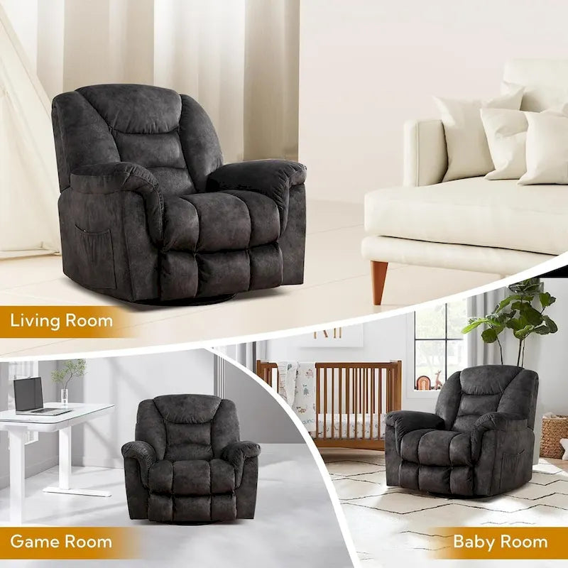 Poltrona reclinabile basculante manuale oversize con girevole a 360° per soggiorno