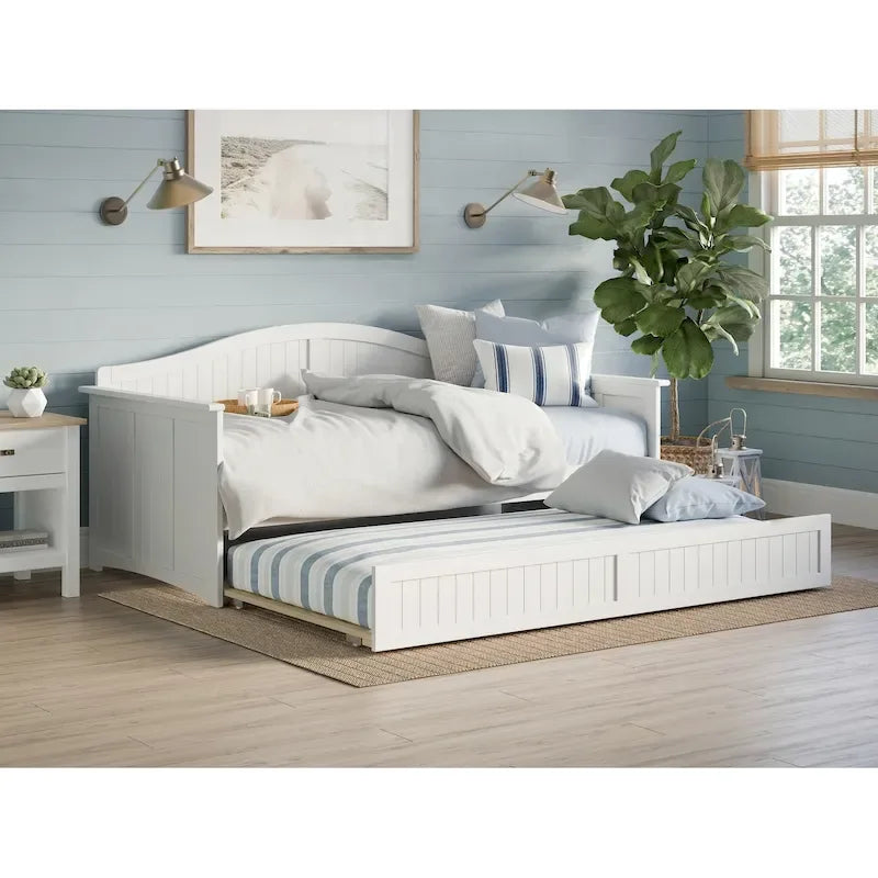Divano letto singolo Nantucket in legno con letto estraibile singolo