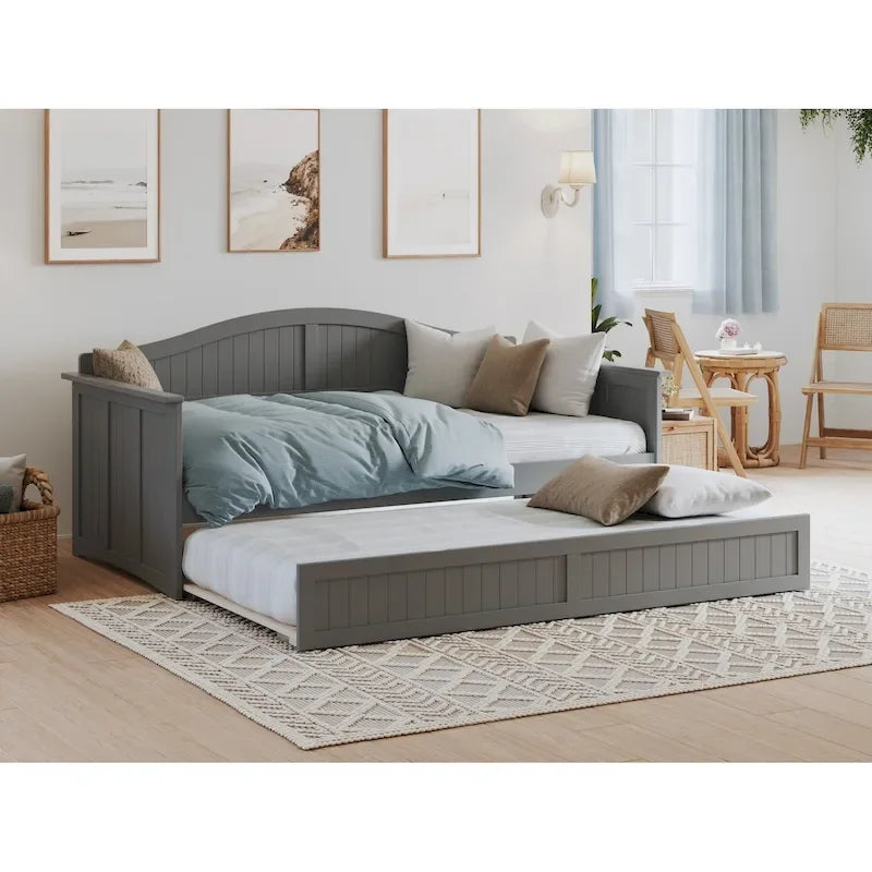 Divano letto singolo Nantucket in legno con letto estraibile singolo