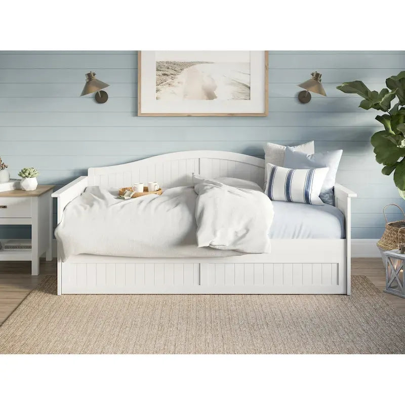 Divano letto singolo Nantucket in legno con letto estraibile singolo