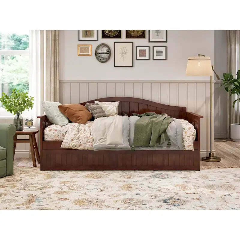 Divano letto singolo Nantucket in legno con letto estraibile singolo