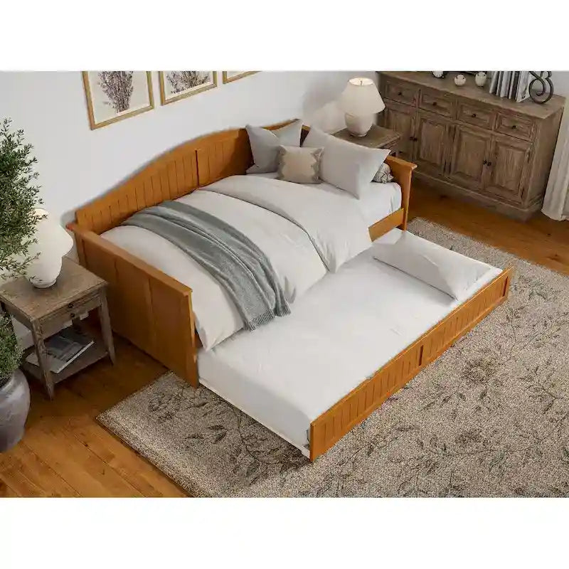 Divano letto singolo Nantucket in legno con letto estraibile singolo