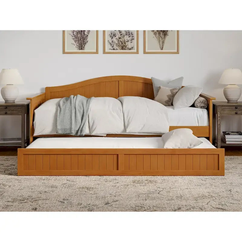 Divano letto singolo Nantucket in legno con letto estraibile singolo
