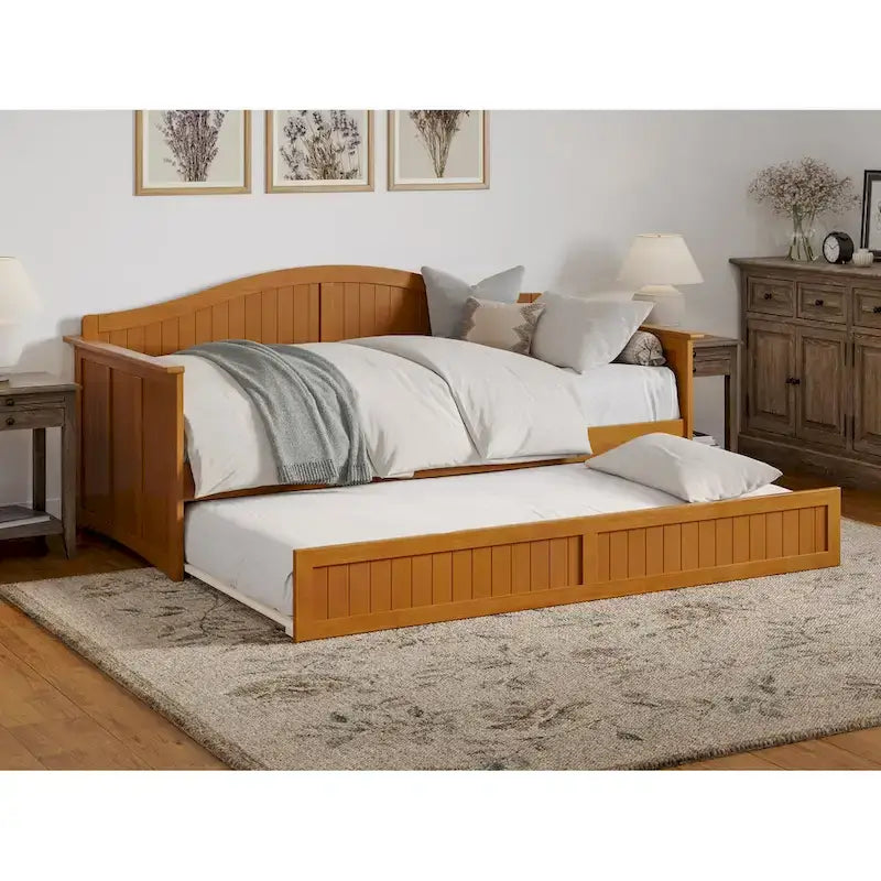 Divano letto singolo Nantucket in legno con letto estraibile singolo