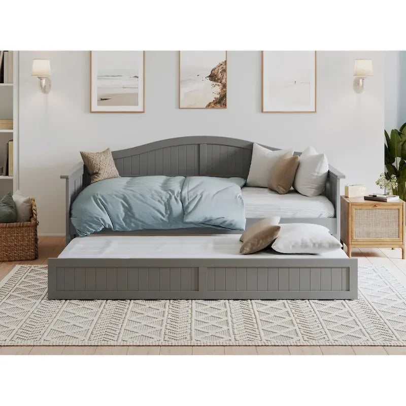 Divano letto singolo Nantucket in legno con letto estraibile singolo