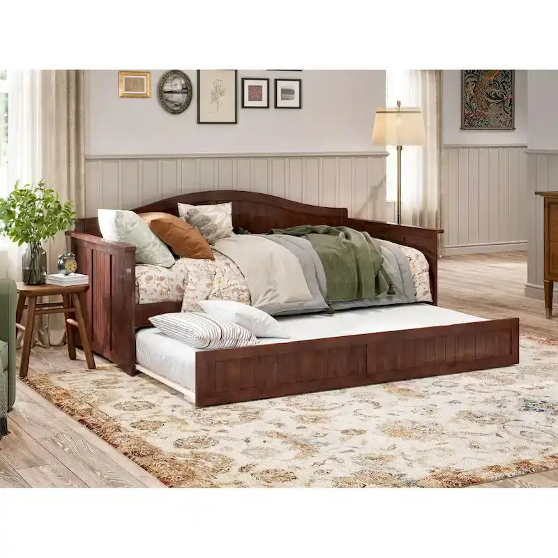 Divano letto singolo Nantucket in legno con letto estraibile singolo