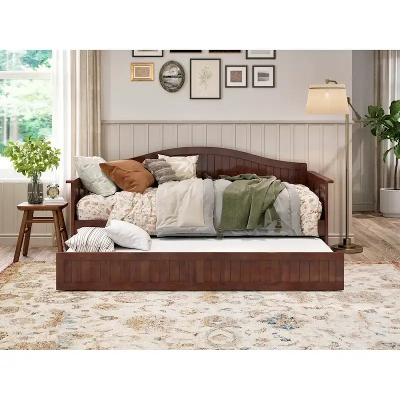 Divano letto singolo Nantucket in legno con letto estraibile singolo
