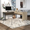 Scrivania angolare con piano in rovere naturale e struttura in ferro, 65" L x 63" P, capacità 45 kg