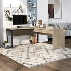 Scrivania angolare con piano in rovere naturale e struttura in ferro, 65" L x 63" P, capacità 45 kg