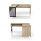 Scrivania angolare con piano in rovere naturale e struttura in ferro, 65" L x 63" P, capacità 45 kg