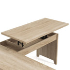 Scrivania angolare con piano in rovere naturale e struttura in ferro, 65" L x 63" P, capacità 45 kg
