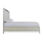 Set Camera da Letto 5 Pezzi con Letto a Pannello, Comò, Specchio, Comodino e Cassettiera, Finitura Champagne, King