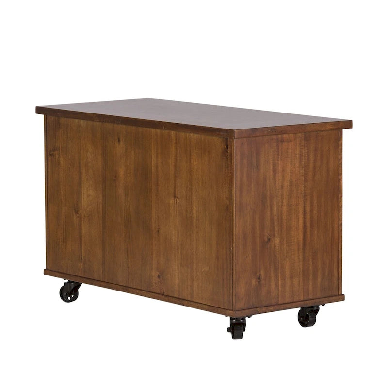 Credenza industriale con rotelle in metallo, ripiano estraibile per stampante e cassetto per archivio, 48"L x 30.5"A