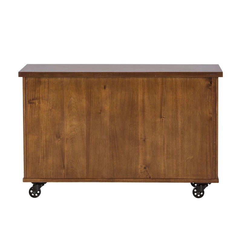 Credenza industriale con rotelle in metallo, ripiano estraibile per stampante e cassetto per archivio, 48"L x 30.5"A