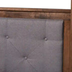 Letto a baldacchino queen size con testiera trapuntata, finitura noce, non è necessaria la rete, baldacchino da 87 pollici