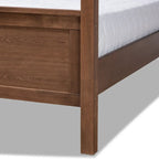 Letto a baldacchino queen size con testiera trapuntata, finitura noce, non è necessaria la rete, baldacchino da 87 pollici