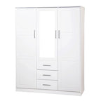 Guardaroba a tre ante in legno massello di pino, 183 cm (A) x 142 cm (L), ante a specchio o a pannello, 3 bastoni appendiabiti