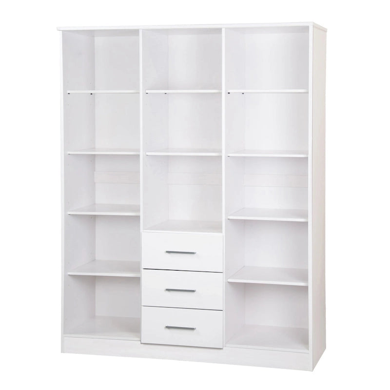 Guardaroba a tre ante in legno massello di pino, 183 cm (A) x 142 cm (L), ante a specchio o a pannello, 3 bastoni appendiabiti