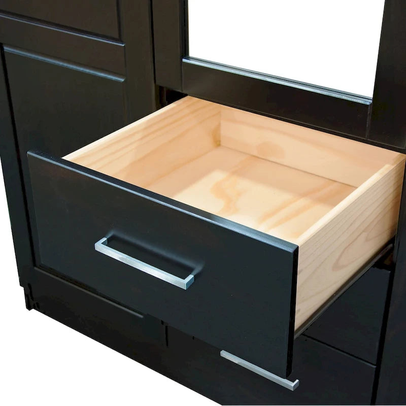 Guardaroba a tre ante in legno massello di pino, 183 cm (A) x 142 cm (L), ante a specchio o a pannello, 3 bastoni appendiabiti
