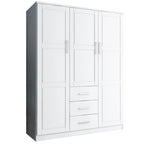 Guardaroba a tre ante in legno massello di pino, 183 cm (A) x 142 cm (L), ante a specchio o a pannello, 3 bastoni appendiabiti
