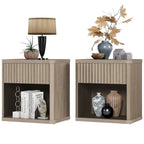 Set di 2 comodini moderni in stile rustico con cassetto scanalato e ripiano aperto, 57,7 cm P x 39,1 cm L x 61,2 cm A