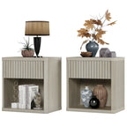 Set di 2 comodini moderni in stile rustico con cassetto scanalato e ripiano aperto, 57,7 cm P x 39,1 cm L x 61,2 cm A