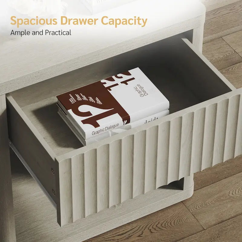 Set di 2 comodini moderni in stile rustico con cassetto scanalato e ripiano aperto, 57,7 cm P x 39,1 cm L x 61,2 cm A