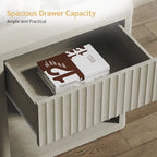 Set di 2 comodini moderni in stile rustico con cassetto scanalato e ripiano aperto, 57,7 cm P x 39,1 cm L x 61,2 cm A