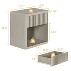Set di 2 comodini moderni in stile rustico con cassetto scanalato e ripiano aperto, 57,7 cm P x 39,1 cm L x 61,2 cm A