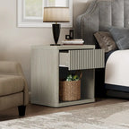 Set di 2 comodini moderni in stile rustico con cassetto scanalato e ripiano aperto, 57,7 cm P x 39,1 cm L x 61,2 cm A