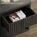 Set di 2 comodini moderni in stile rustico con cassetto scanalato e ripiano aperto, 57,7 cm P x 39,1 cm L x 61,2 cm A