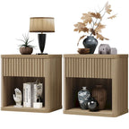 Set di 2 comodini moderni in stile rustico con cassetto scanalato e ripiano aperto, 57,7 cm P x 39,1 cm L x 61,2 cm A