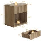 Set di 2 comodini moderni in stile rustico con cassetto scanalato e ripiano aperto, 57,7 cm P x 39,1 cm L x 61,2 cm A