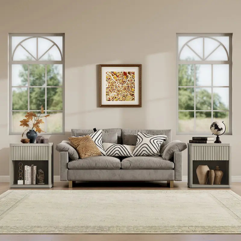 Set di 2 comodini moderni in stile rustico con cassetto scanalato e ripiano aperto, 57,7 cm P x 39,1 cm L x 61,2 cm A