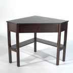 Scrivania ad angolo per computer con cassetto e ripiano inferiore, Legno massello e MDF, 107 cm L x 71 cm P x 76 cm H