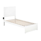 Letto a piattaforma Twin XL in stile moderno di metà secolo con pediera, stazione di ricarica e doghe, 272 kg, Bianco
