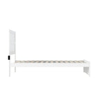 Letto a piattaforma Twin XL in stile moderno di metà secolo con pediera, stazione di ricarica e doghe, 272 kg, Bianco