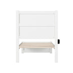 Letto a piattaforma Twin XL in stile moderno di metà secolo con pediera, stazione di ricarica e doghe, 272 kg, Bianco