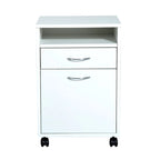 Carrello Porta Stampante Mobile con 2 Cassetti e Ripiano, Organizer Portaoggetti su Ruote, 40 cm L x 60 cm H, Bianco