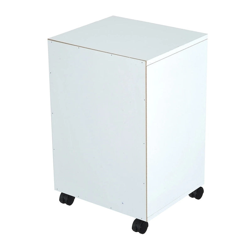 Carrello Porta Stampante Mobile con 2 Cassetti e Ripiano, Organizer Portaoggetti su Ruote, 40 cm L x 60 cm H, Bianco